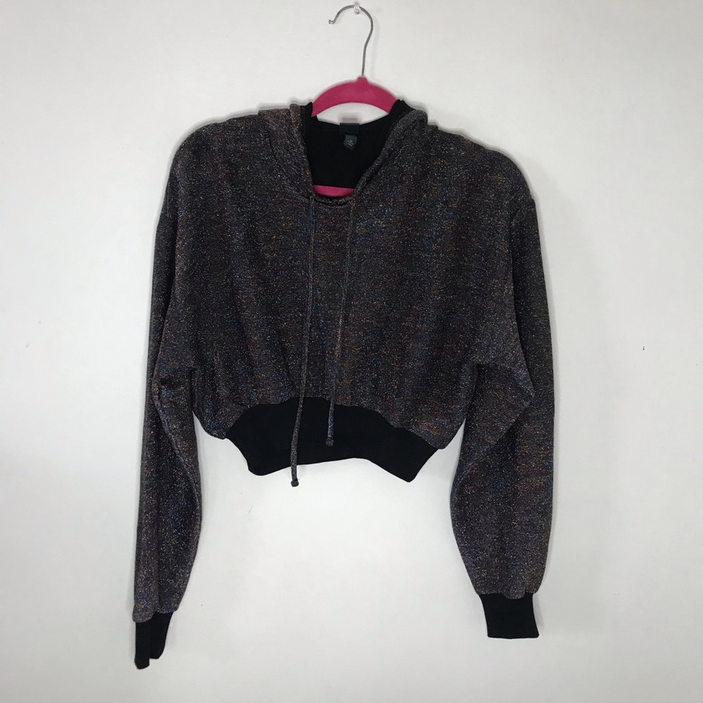 Cropped glitter hoodie